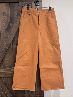 entro Caramel/rust High Waisted Wide leg Pants cropped